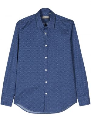 Chemise à pois Canali bleu