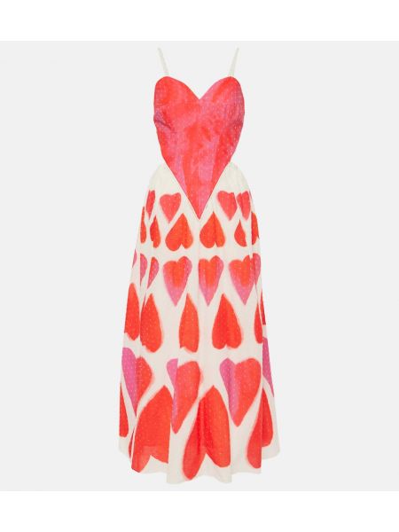 Βαμβακερή μάξι φόρεμα με μοτίβο καρδιά Farm Rio λευκό