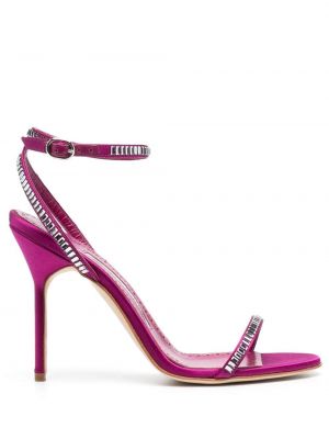 Sandale mit kristallen Manolo Blahnik pink