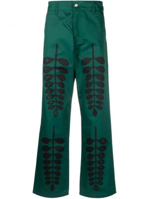Saténové kalhoty s potiskem Pleasures zelené