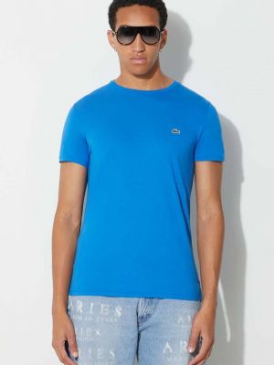 Памучна тениска с дълъг ръкав Lacoste синьо