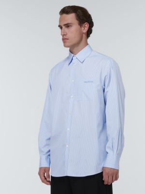 Camisa de algodón a rayas Valentino azul