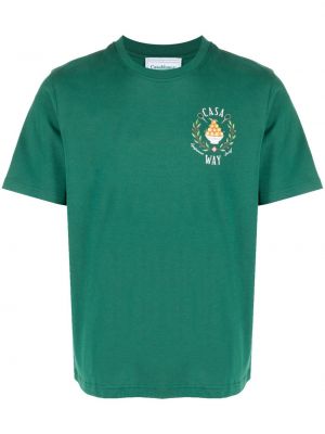 Памучна тениска с принт Casablanca зелено