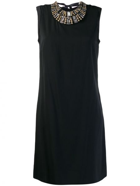 Hedvábné mini šaty s výšivkou bez rukávů Lanvin Pre-owned - černá