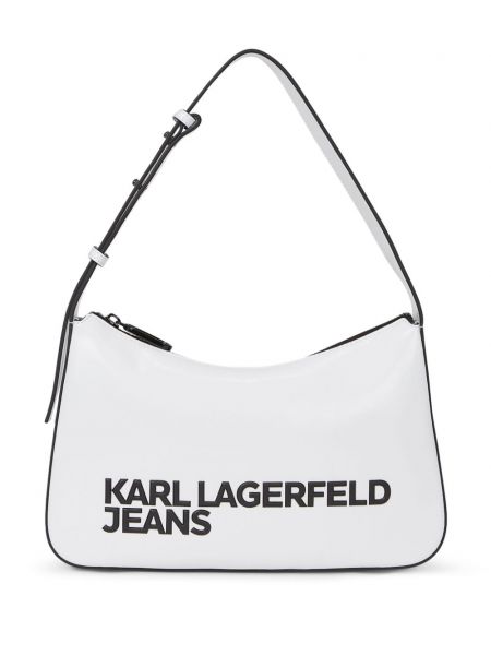 Τσάντα ώμου με σχέδιο Karl Lagerfeld Jeans λευκό