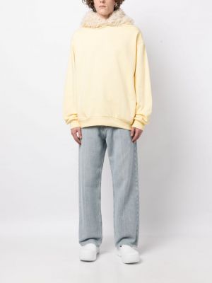 Kokvilnas kapučdžemperis ar kažokādu Marni dzeltens
