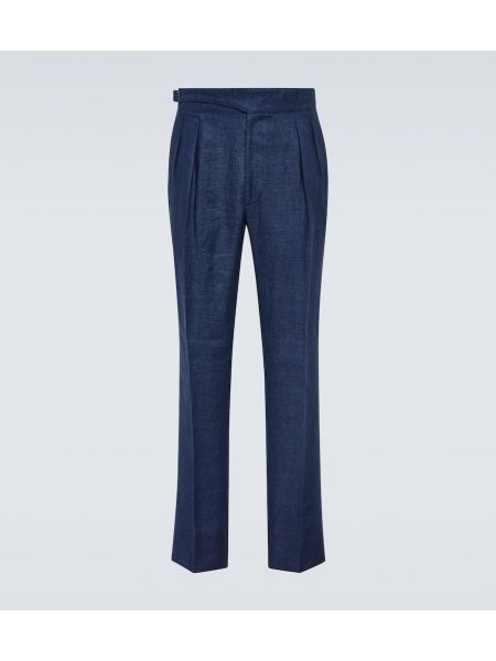 Bombažne svilene lanene ravne hlače Ralph Lauren Purple Label