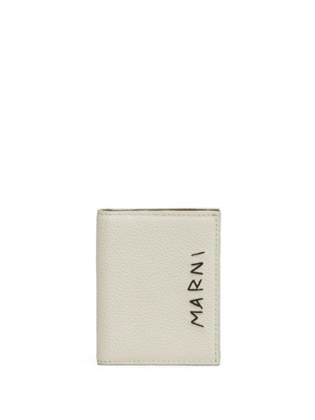 Δερμάτινος πορτοφόλι με κέντημα Marni λευκό