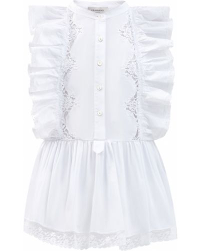 Ажурная блузка с рюшами Ermanno Firenze белая