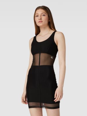 Sukienka mini dopasowana z siateczką Calvin Klein Jeans czarna