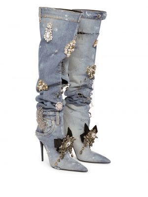 Guminiai batai su kristalais Dolce & Gabbana mėlyna