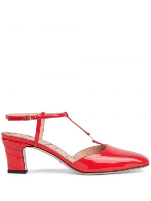 Полуотворени обувки с отворена пета Gucci червено