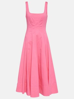 Памучна миди рокля Staud розово