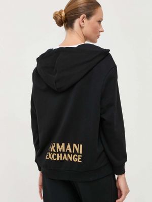 Bavlněná mikina s kapucí Armani Exchange černá