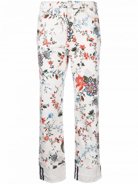 Pantalones slim fit de flores Erdem blanco