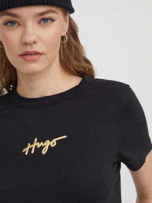 Памучна тениска Hugo черно