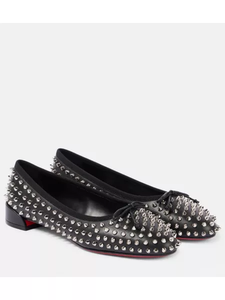 Læder ballerinaer Christian Louboutin sort