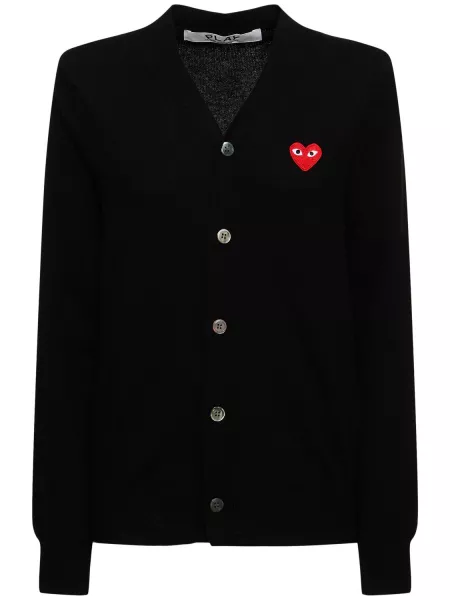 Ull cardigan med v-hals Comme Des Garçons Play svart