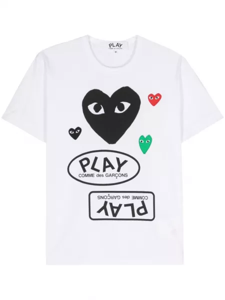 Printti puuvilla t-paita Comme Des Garçons Play valkoinen