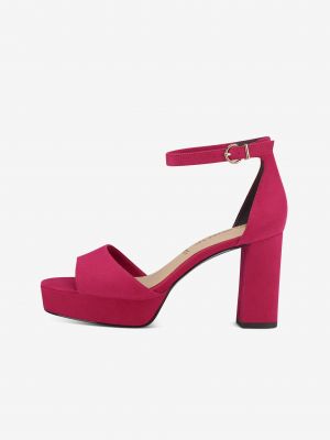 Semišové sandály na podpatku Tamaris růžové
