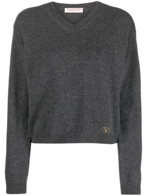 Kašmírový svetr Valentino Garavani šedý