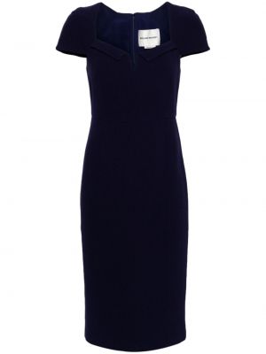 Sukienka midi wełniana z krepy Roland Mouret niebieska