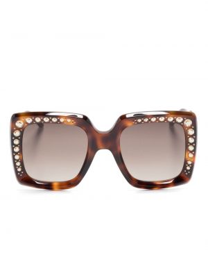 Слънчеви очила с принт с кристали Carolina Herrera кафяво