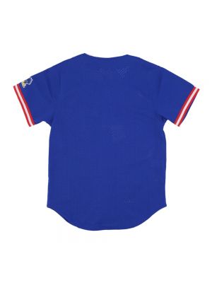 Mesh jersey hemd mit geknöpfter Mitchell & Ness blau