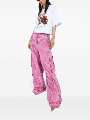Květinové bavlněné tričko s potiskem Dolce & Gabbana bílé