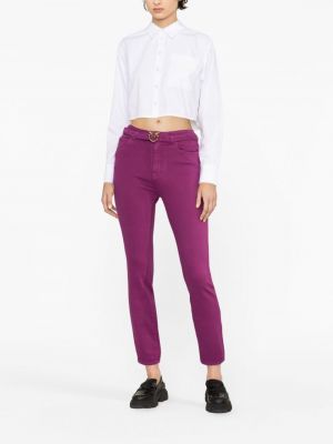 Skinny džíny s nízkým pasem s přezkou Pinko fialové