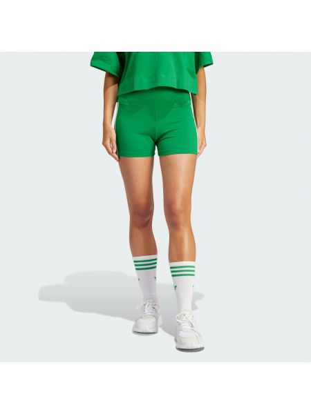 Legginsy bawełniane w paski Adidas zielone