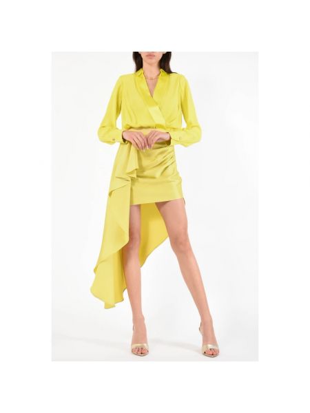 Mini spódniczka z falbankami asymetryczna Elisabetta Franchi żółta