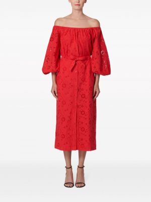 Spódnica midi bawełniana Carolina Herrera czerwona