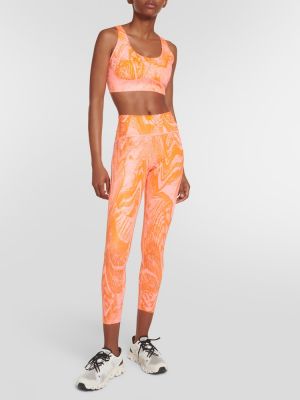 Spodnie sportowe z wysoką talią z nadrukiem Adidas By Stella Mccartney pomarańczowe