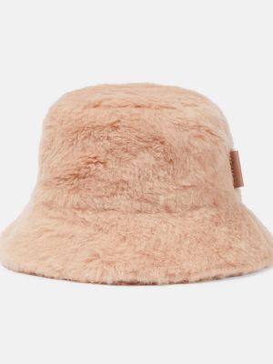 Копринена вълнена шапка от алпака вълна Max Mara розово
