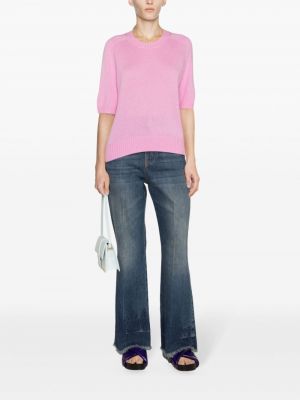 T-shirt en cachemire col rond Allude rose