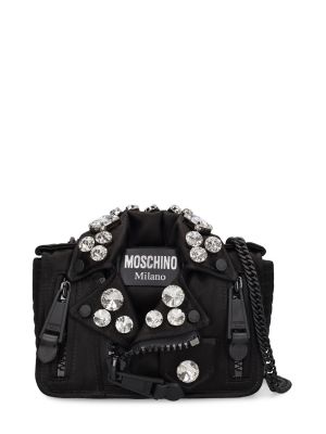 Чанта за ръка със сърца Moschino черно
