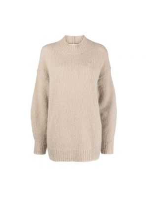 Moherowy sweter oversize elegancki Isabel Marant beżowy