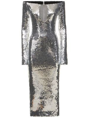 Sukienka midi sznurowana koronkowa 16arlington srebrna