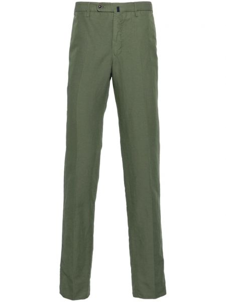 Λινό παντελόνι chino Incotex πράσινο