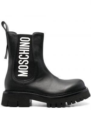 Bottines en cuir à imprimé Moschino