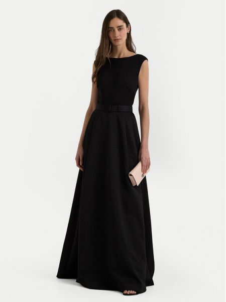 Večernja haljina slim fit Lauren Ralph Lauren crna