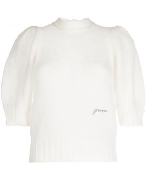 Пуловер бродиран Ganni бяло
