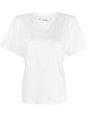 Kokvilnas t-krekls ar apaļu kakla izgriezumu Nude balts