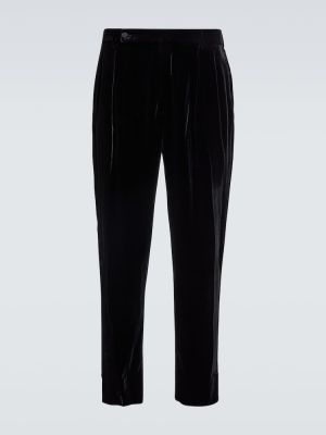 Zamatové priliehavé klasické nohavice Saint Laurent čierna