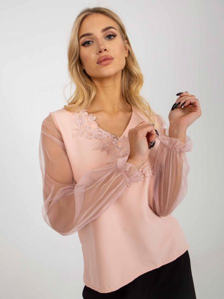 Μπλούζα από διχτυωτό Fashionhunters ροζ