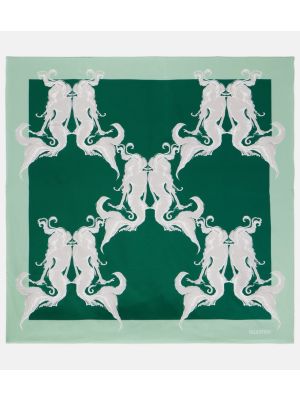 Echarpe en soie à imprimé Valentino vert