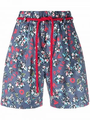 Pantaloni scurți cu model floral cu imagine Emporio Armani albastru