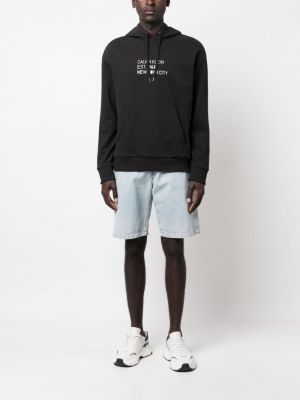 Hoodie en coton à imprimé Calvin Klein noir