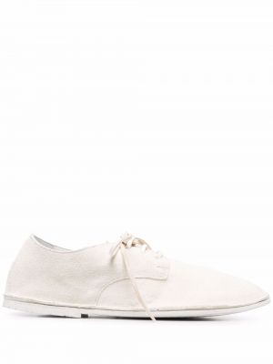Велурени ниски обувки с връзки с дантела Marsell бяло